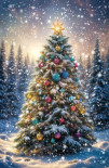 Decorated Christmas Tree in the Snow